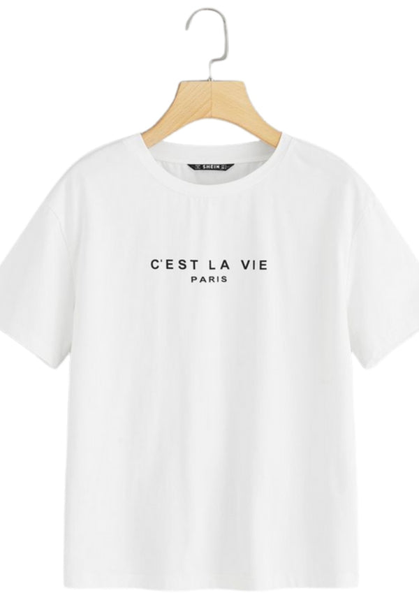 Printed Down Shoulder T-Shirt by ShirTeez